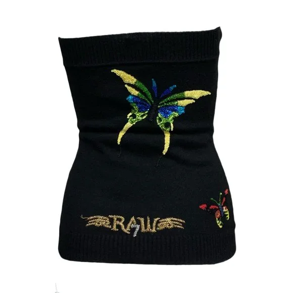 Raw7 Cashmere Tube Top Sequin Butterflies - Picture 2 of 4